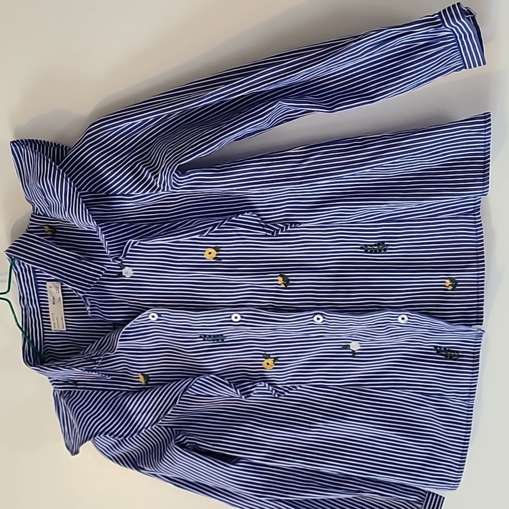 Zara Ruffle Long Sleeve Button Down Shirt